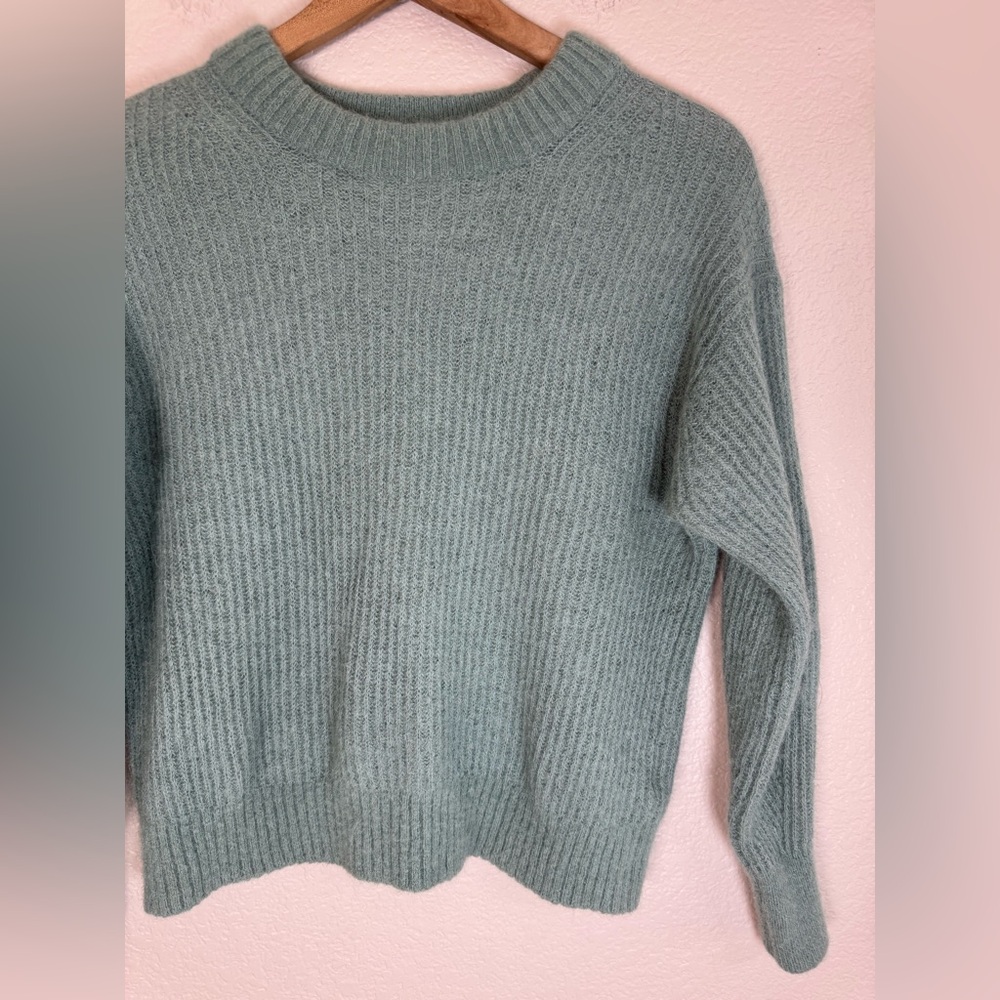 Everlane Cocoon Alpaca Wool Sweater Heathered Lilypad Small $128 Blue Green - Picture 8 of 11